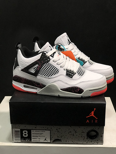 Jordan 4th generation AJ4 Qiao 4 high quality Air Jordan 4 _hot lava_ hot lava red and white basketball shoes 308497-116 men_s and women_s shoes 36-46 yards-4e9ecd7b